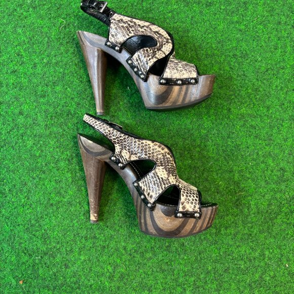 Christain Dior  Python Platform "Feline" Pumps Brown Beige Wooden Size 7.5 - Picture 2 of 7